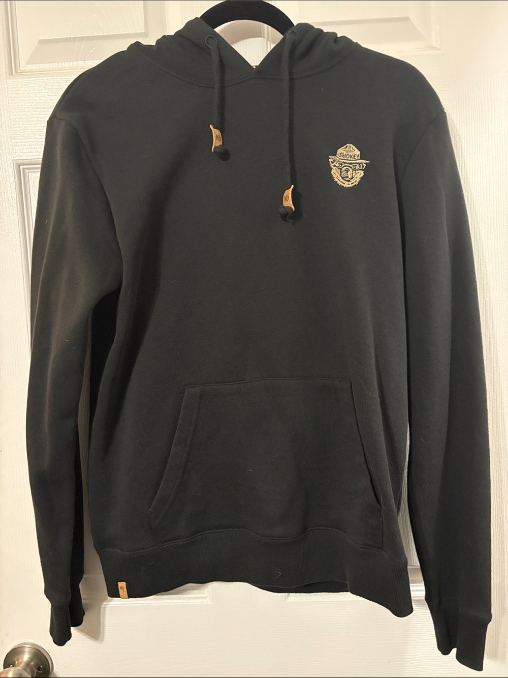tentree Black Pullover Hoodie with Smokey the Bear